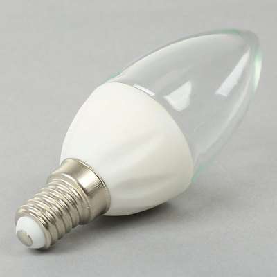 LED CANDLE LIGHT BULBS: SMD 3W 220V E14 WARM WHITE CLEAR COVER