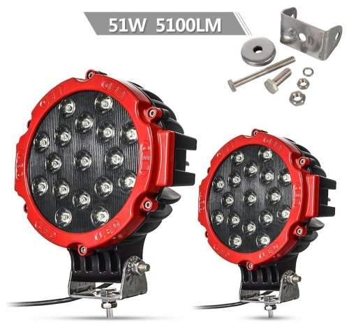 51W LED Spotlight For Vehicles, Boats etc 10 ~ 30V DC Red Frame Colour. Collections are allowed.