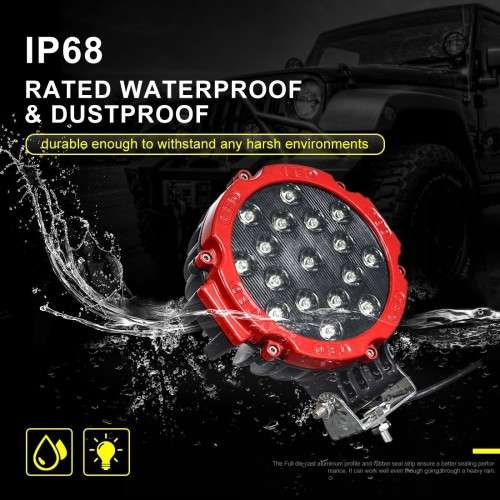 51W LED Spotlight For Vehicles, Boats etc 10 ~ 30V DC Red Frame Colour. Collections are allowed.