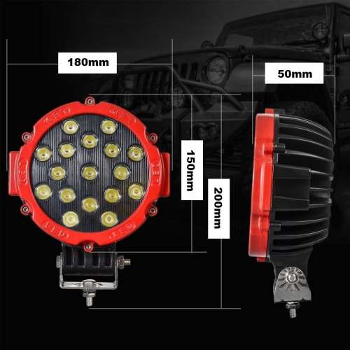 51W LED Spotlight For Vehicles, Boats etc 10 ~ 30V DC Red Frame Colour. Collections are allowed.
