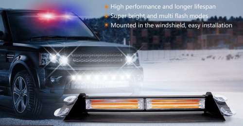 Vehicle Windscreen Amber Orange Yellow COB LED Flash Strobe Dash Light Bar. Collections Allowed.