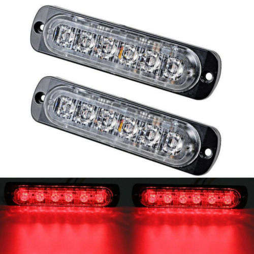 LED Flash Strobe Red Grille Bumper Cluster Vehicle Side Marker Lights 12V/24V. Collections Allowed.