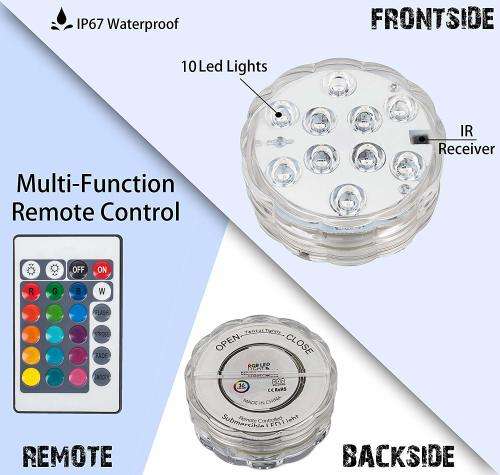 MultiColour Remote Controlled Waterproof RGB LED Submersible Light. Collections are allowed.