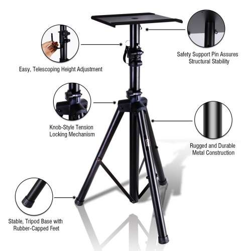Heavy Duty TriPod Speaker Stand: Telescoping Adjustable In Black Colour. Collections allowed