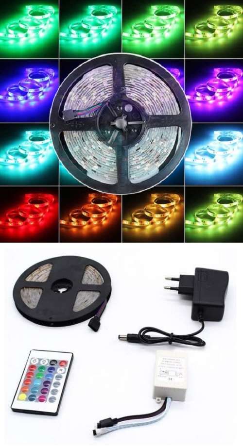 LED STRIP LIGHTS: 5-METRE RGB ROLLS with ADAPTER + DRIVER and REMOTE CONTROLLER. Collections allowed
