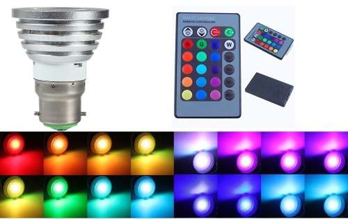 Colour Changing LED RGB Light Bulb with Wireless IR Remote Control. Collections are allowed.
