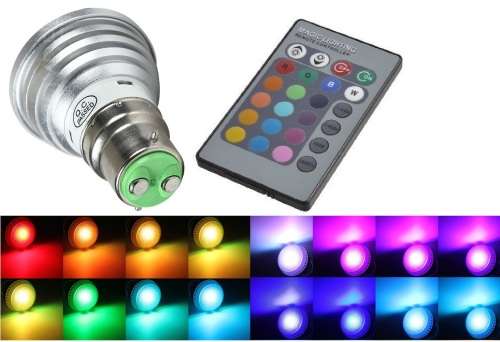 Colour Changing LED RGB Light Bulb with Wireless IR Remote Control. Collections are allowed.