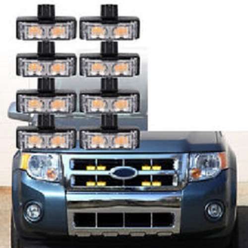 Amber Orange Yellow LED Flash Cluster Strobe Grille Lights 8x2pces. Collections allowed.
