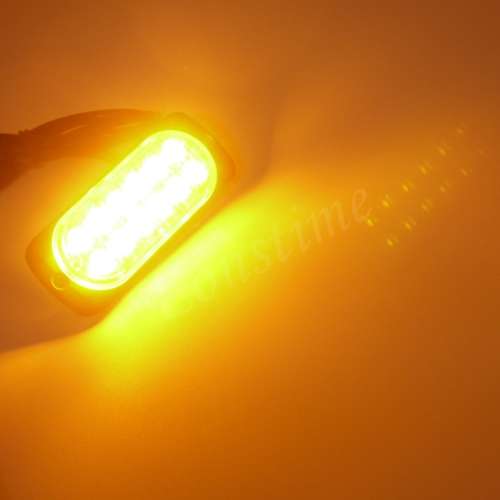 Orange Amber Yellow 12LED Beads Strobe Flash Grille Cluster Lights 12V/24V. Collections Are Allowed.