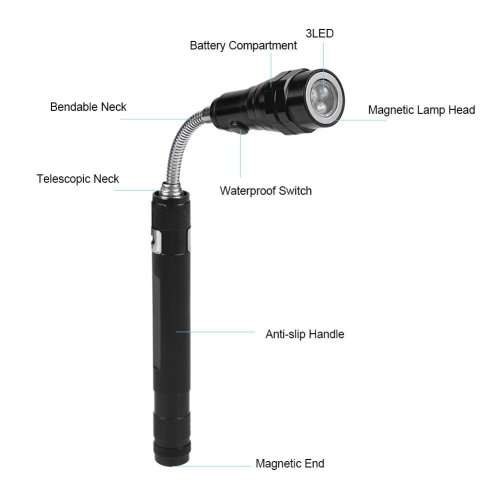 Flexi Torch 3-LED Telescopic Flexible Bendable Magnetic Pick-Up Tool Flashlight. Collections Allowed