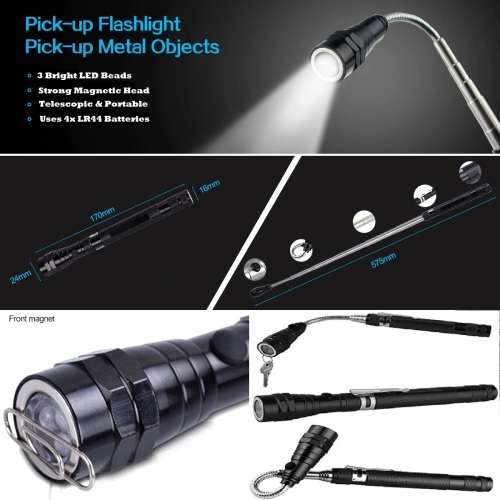 Flexi Torch 3-LED Telescopic Flexible Bendable Magnetic Pick-Up Tool Flashlight. Collections Allowed
