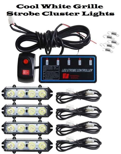 Cool White LED Flash Cluster Strobe Grille Lights 16LEDs (4x4pces). Collections allowed.