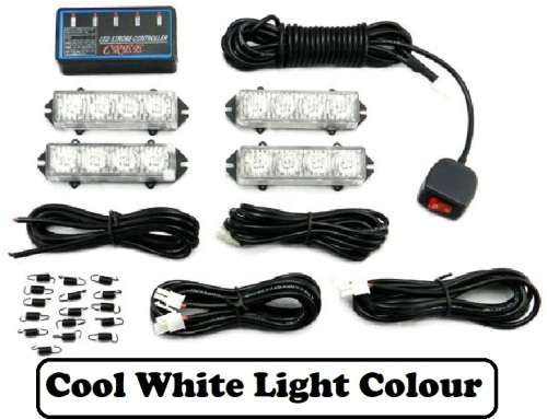Cool White LED Flash Cluster Strobe Grille Lights 16LEDs (4x4pces). Collections allowed.