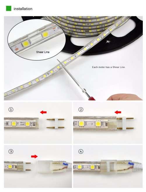 LED Strip Lights COOL WHITE 220V Complete With Connector Plug + End Cap. Collections are allowed.