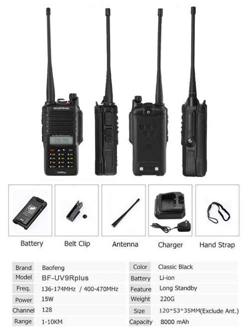 BAOFENG UV-9R Plus Walkie Talkie VHF UHF Dual Band 15W Handheld Two Way Radio. Collections allowed.