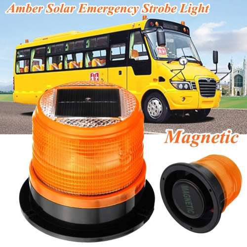 Solar LED Magnetic Beacon Strobe / Flash Light in Amber/Yellow/Orange. Collections are allowed.