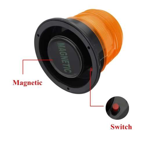 Solar LED Magnetic Beacon Strobe / Flash Light in Amber/Yellow/Orange. Collections are allowed.