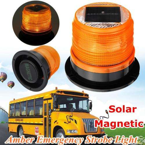 Solar LED Magnetic Beacon Strobe / Flash Light in Amber/Yellow/Orange. Collections are allowed.