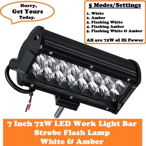 72W LED Light Bar Dual Colour White and Amber with Flashing Modes. Collections allowed