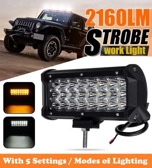 72W LED Light Bar Dual Colour White and Amber with Flashing Modes. Collections allowed