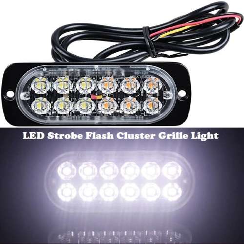 White LED Emergency Hazard Warning Flash Cluster Strobe Grille Lights 12V/24V. Collections allowed.