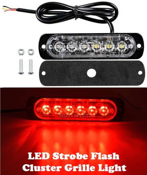 LED Flash Strobe Red Grille Bumper Cluster Vehicle Side Marker Lights 12V/24V. Collections Allowed.