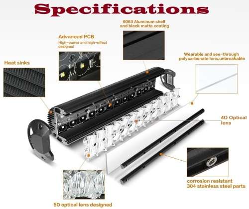 LED Light Bar: 240W 4D + 5D NEW GENERATION LED Auto Work Spot Search Light Bar. Collections Allowed.