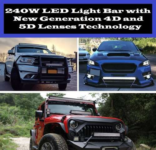 LED Light Bar: 240W 4D + 5D NEW GENERATION LED Auto Work Spot Search Light Bar. Collections Allowed.