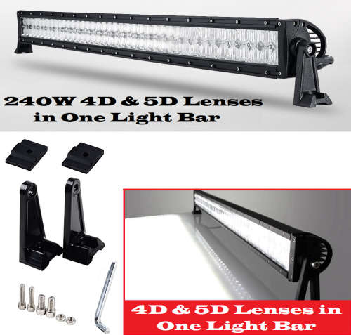 LED Light Bar: 240W 4D + 5D NEW GENERATION LED Auto Work Spot Search Light Bar. Collections Allowed.