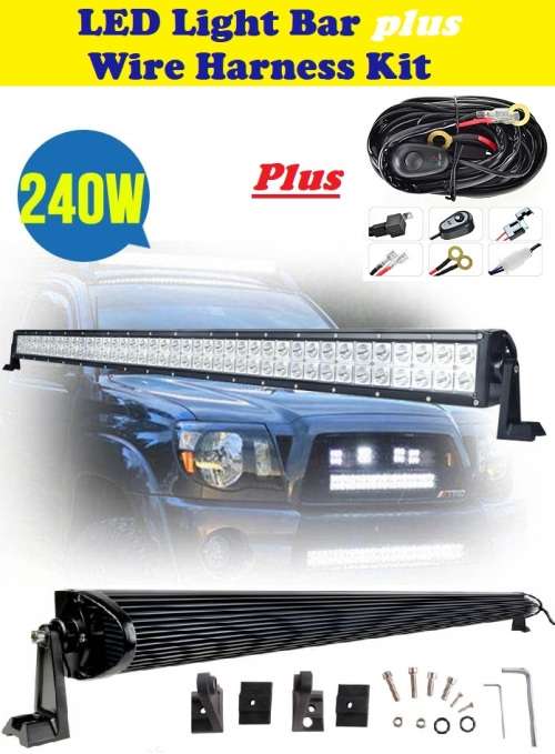 Off-Road / Hunting 240W 10~32V Hi-Power LED Auto Light Bar + Wire Harness Kit. Collections Allowed.