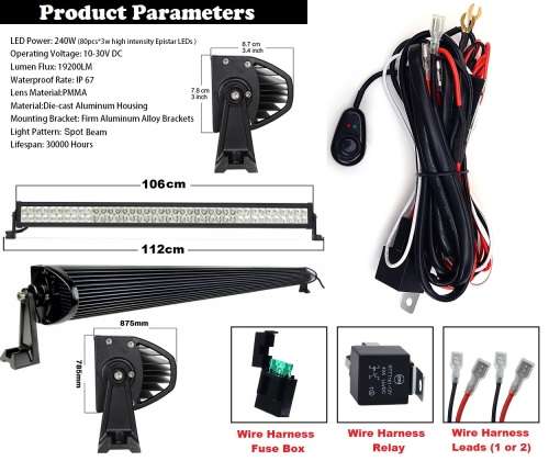 Off-Road / Hunting 240W 10~32V Hi-Power LED Auto Light Bar + Wire Harness Kit. Collections Allowed.