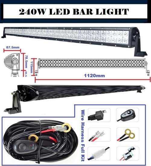 Off-Road / Hunting 240W 10~32V Hi-Power LED Auto Light Bar + Wire Harness Kit. Collections Allowed.