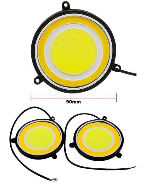 2pcs 90mm 12V COB LED Car Round Daytime Running Lights. Collections are allowed.