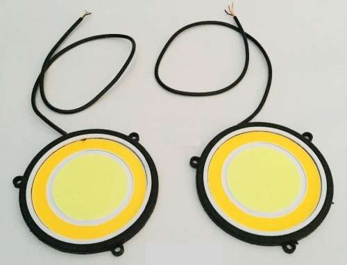 2pcs 90mm 12V COB LED Car Round Daytime Running Lights. Collections are allowed.