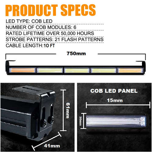 Vehicle Strobe Flash COB LED Dual Colour Light Bar Amber + White. Collections are allowed.