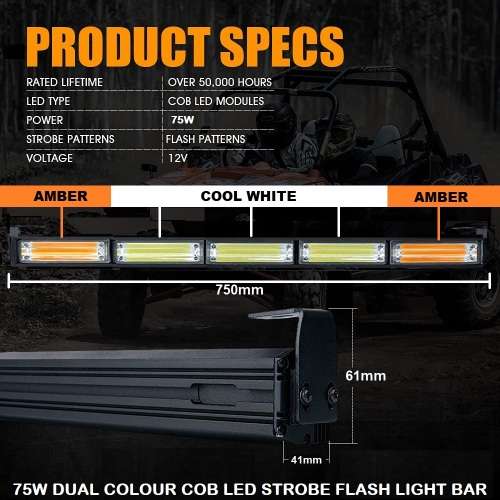 Vehicle Strobe Flash COB LED Dual Colour Light Bar Amber + White. Collections are allowed.