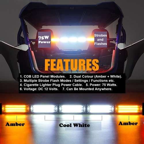 Vehicle Strobe Flash COB LED Dual Colour Light Bar Amber + White. Collections are allowed.