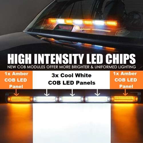 Vehicle Strobe Flash COB LED Dual Colour Light Bar Amber + White. Collections are allowed.
