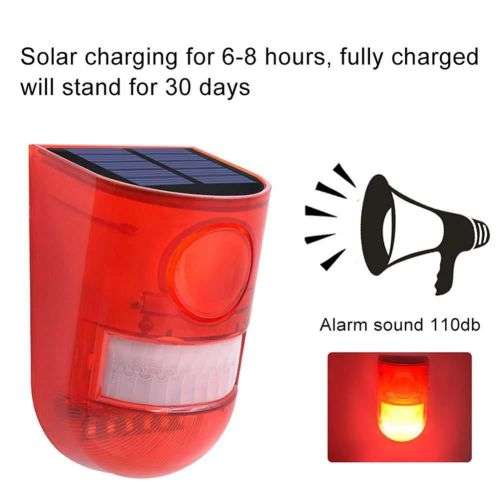 Solar Alarm LED Lamp, Solar Motion Sensor Sound and LED Light Alarm. Collections are allowed.