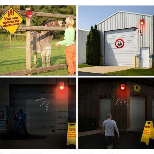 Solar Alarm LED Lamp, Solar Motion Sensor Sound and LED Light Alarm. Collections are allowed.