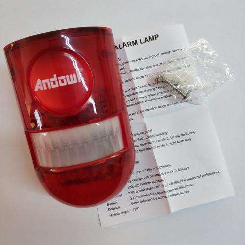 Solar Alarm LED Lamp, Solar Motion Sensor Sound and LED Light Alarm. Collections are allowed.