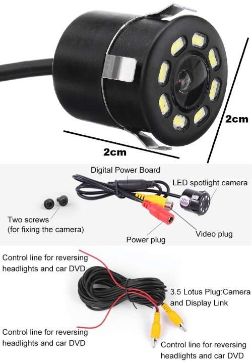 Mini Waterproof Parking Assistance 8LED Reversing Backup Camera Q-DC4. Collections are allowed.