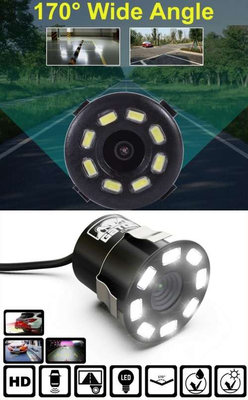 Mini Waterproof Parking Assistance 8LED Reversing Backup Camera Q-DC4. Collections are allowed.