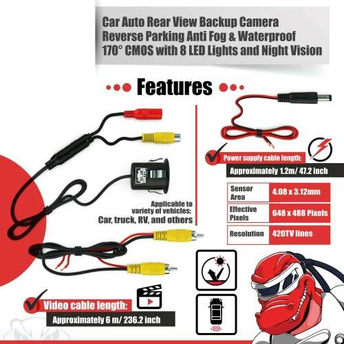 Mini Waterproof Parking Assistance 8LED Reversing Backup Camera Q-DC4. Collections are allowed.