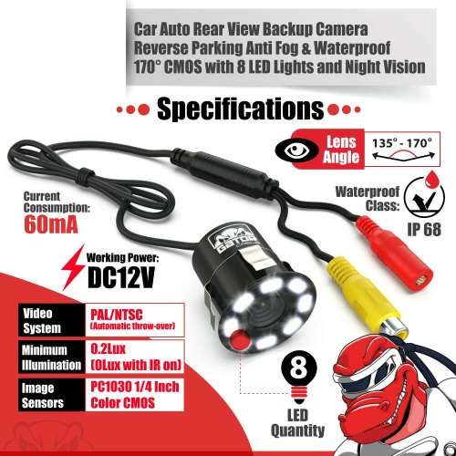 Mini Waterproof Parking Assistance 8LED Reversing Backup Camera Q-DC4. Collections are allowed.