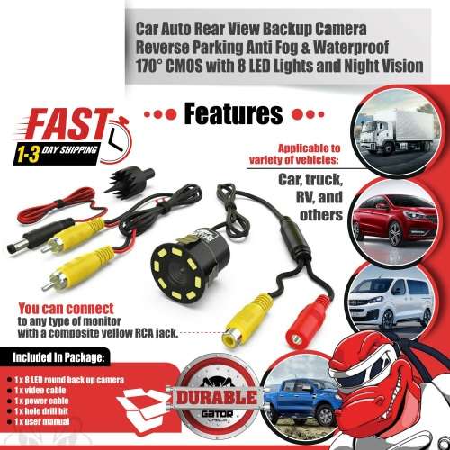 Mini Waterproof Parking Assistance 8LED Reversing Backup Camera Q-DC4. Collections are allowed.