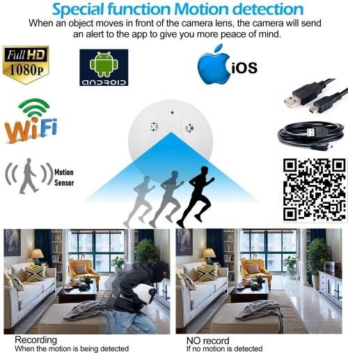 New Wireless Spy Smoke Detector HD Camera with WiFi and Motion Detection. Collections allowed