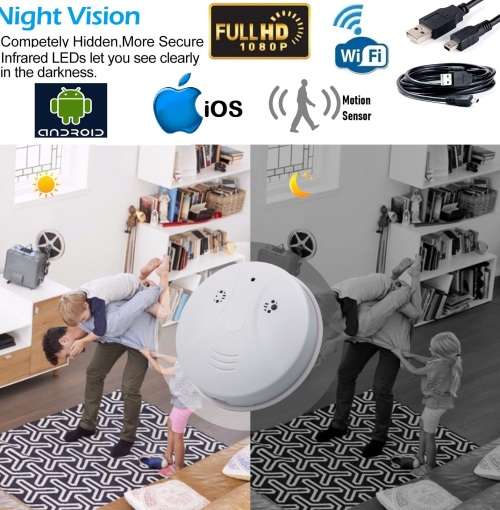 New Wireless Spy Smoke Detector HD Camera with WiFi and Motion Detection. Collections allowed
