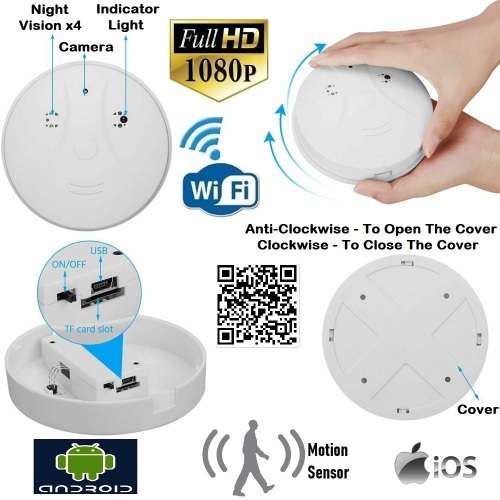 New Wireless Spy Smoke Detector HD Camera with WiFi and Motion Detection. Collections allowed