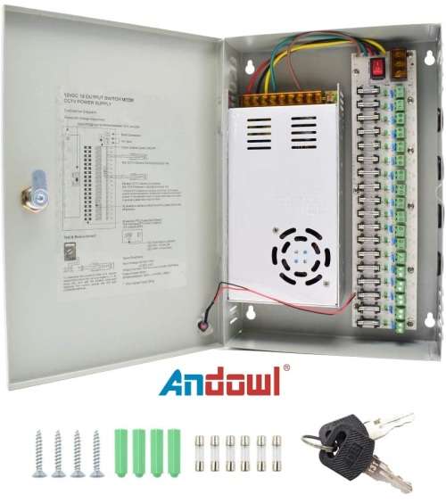 Power Supply Box with 18 Port Channels, Fuses, 35A and AC 110-220V to DC 12V. Collections allowed